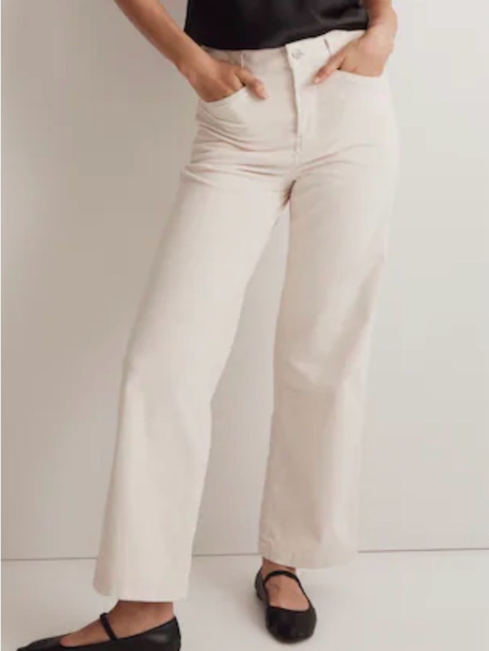 Madewell High-Rise Emmett Wide-Leg Corduroy Jeans in Off-White
